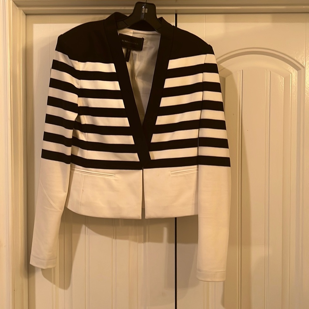 BCBG Black and white Stripped Jacket